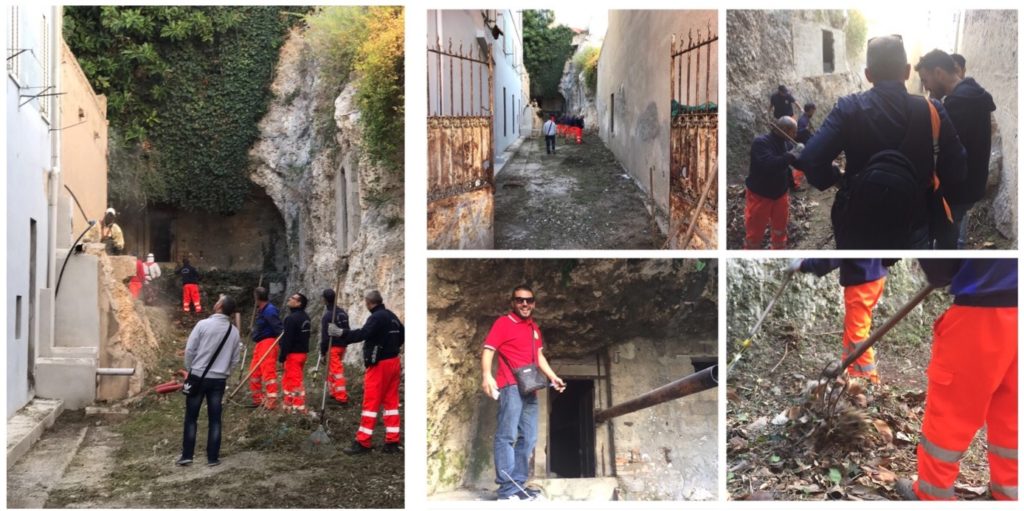 I volontari impegnati nelle operazioni di pulizia a Cagliari